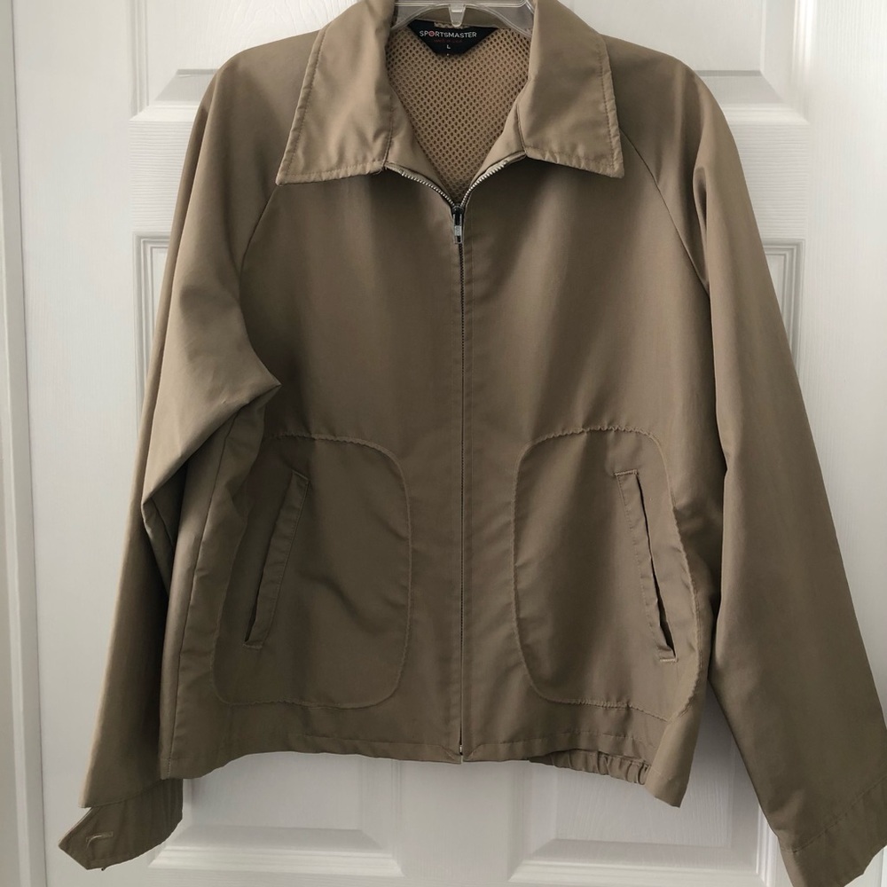 Size L Sportsmaster Vintage Harrington Style Men's Khaki Windbreaker Jacket USA